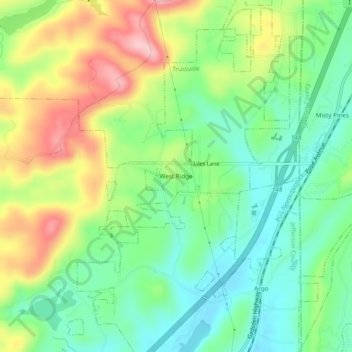 West Ridge topographic map, elevation, terrain