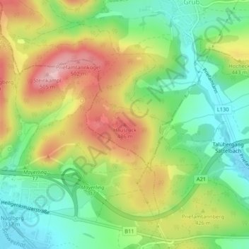 Hausruck topographic map, elevation, terrain
