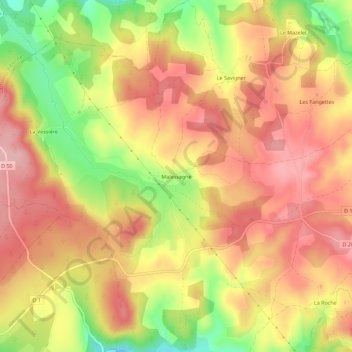 Malassagne topographic map, elevation, terrain