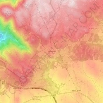 Trandeiras topographic map, elevation, terrain