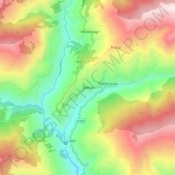 Teesa topographic map, elevation, terrain