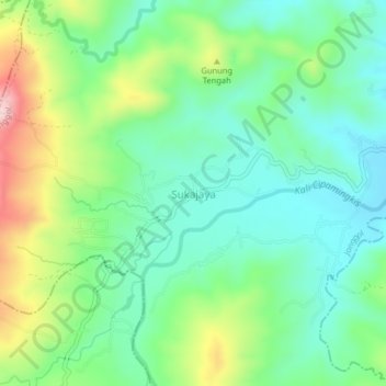 Sukajaya topographic map, elevation, terrain