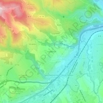 Combérigol topographic map, elevation, terrain