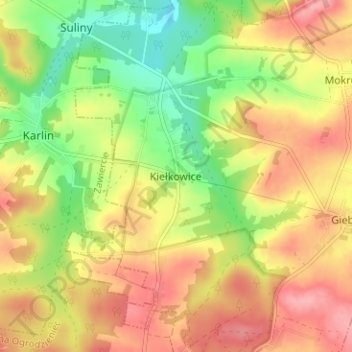Kiełkowice topographic map, elevation, terrain