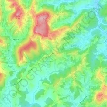 Zimica topographic map, elevation, terrain