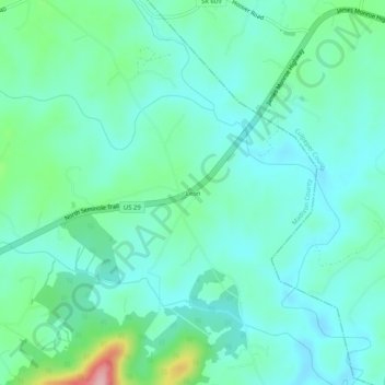 Leon topographic map, elevation, terrain