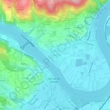 Persenbeug topographic map, elevation, terrain