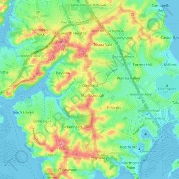Glenfield topographic map, elevation, terrain