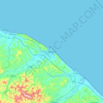 Pesaro topographic map, elevation, terrain