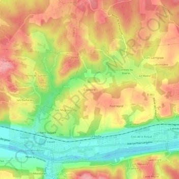 Courcelle topographic map, elevation, terrain