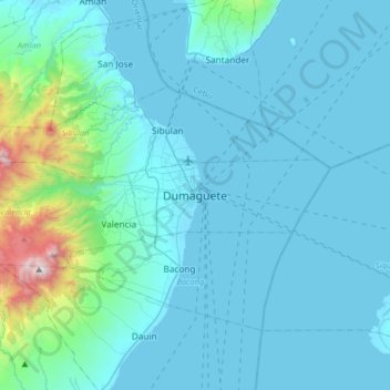 Dumaguete topographic map, elevation, terrain