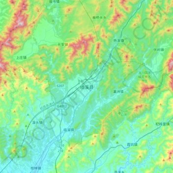 绩溪县 topographic map, elevation, terrain