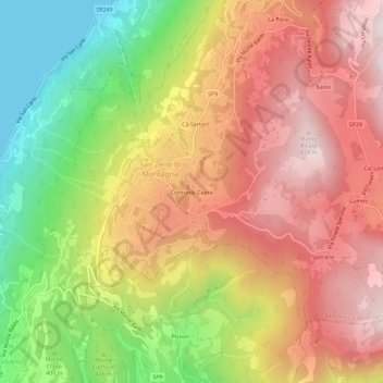 Contrada Capra topographic map, elevation, terrain