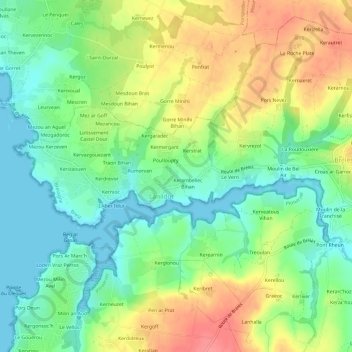 Kerambellec topographic map, elevation, terrain
