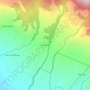 La Colonia topographic map, elevation, terrain