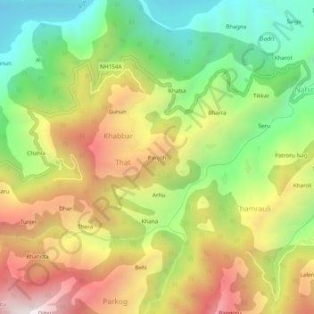 Panjoh topographic map, elevation, terrain