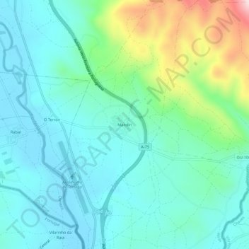 Mandín topographic map, elevation, terrain