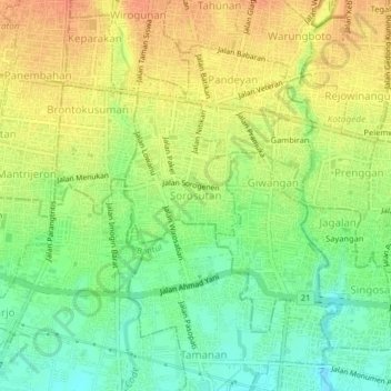 Sorosutan topographic map, elevation, terrain