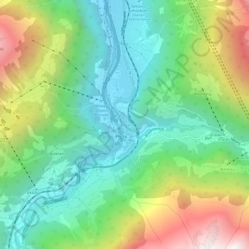 Amsteg topographic map, elevation, terrain