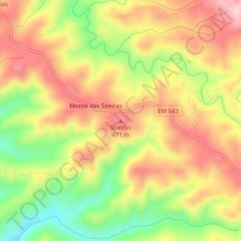 Soeiras topographic map, elevation, terrain