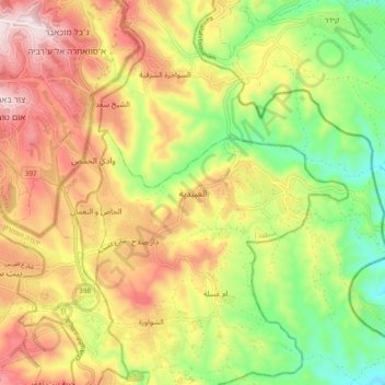 al-Ubeidiya topographic map, elevation, terrain