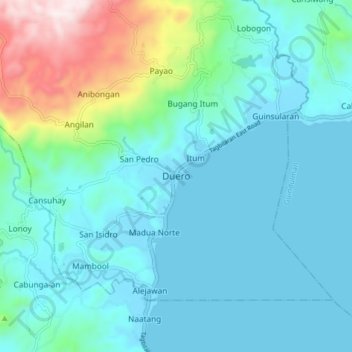 Duero topographic map, elevation, terrain