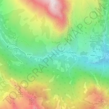 Olagniers topographic map, elevation, terrain