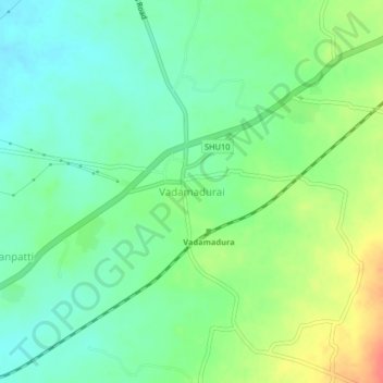 Vadamadurai topographic map, elevation, terrain