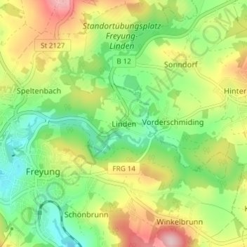 Linden topographic map, elevation, terrain