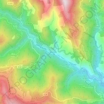 La Rouviere topographic map, elevation, terrain