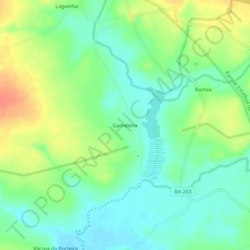 Gameleira topographic map, elevation, terrain