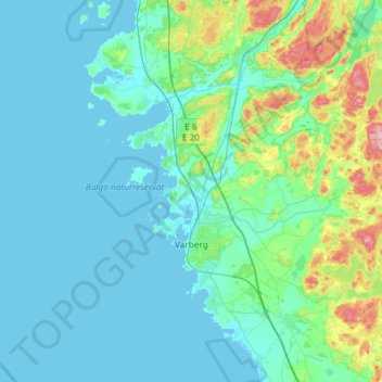 Varbergs kommun topographic map, elevation, terrain