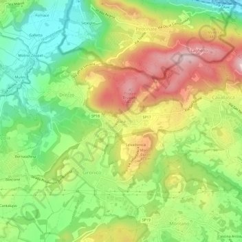 Parè topographic map, elevation, terrain