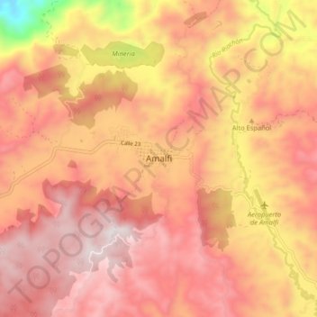 Amalfi topographic map, elevation, terrain
