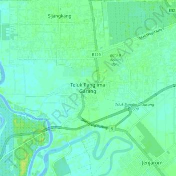 Teluk Panglima Garang topographic map, elevation, terrain