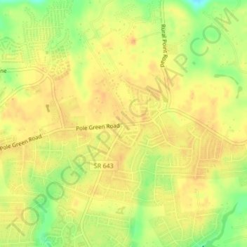 Pole Green topographic map, elevation, terrain