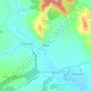 Maraca topographic map, elevation, terrain