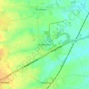 Sudbrooke topographic map, elevation, terrain