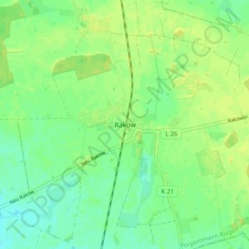 Rakow topographic map, elevation, terrain