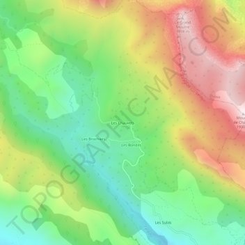 Les Chauvets topographic map, elevation, terrain