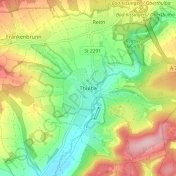 Thulba topographic map, elevation, terrain
