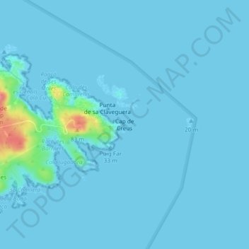 Cap de Creus topographic map, elevation, terrain