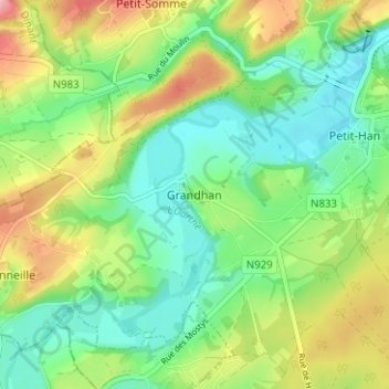 Grandhan topographic map, elevation, terrain