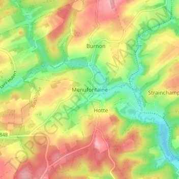 Menufontaine topographic map, elevation, terrain