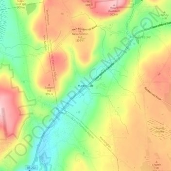 Marble Dale topographic map, elevation, terrain