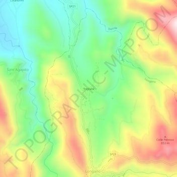 Trignete topographic map, elevation, terrain