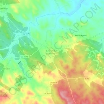 São Miguel do Pinheiro topographic map, elevation, terrain