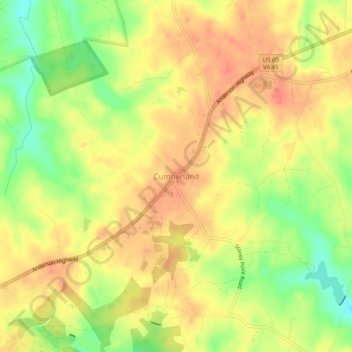 Cumberland topographic map, elevation, terrain