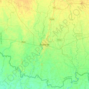 Dinajpur topographic map, elevation, terrain