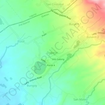 Dagatan topographic map, elevation, terrain